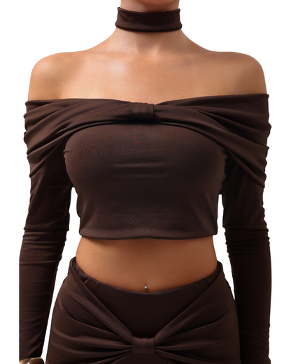 Macy Crop & Choker Chocolate PRE ORDER