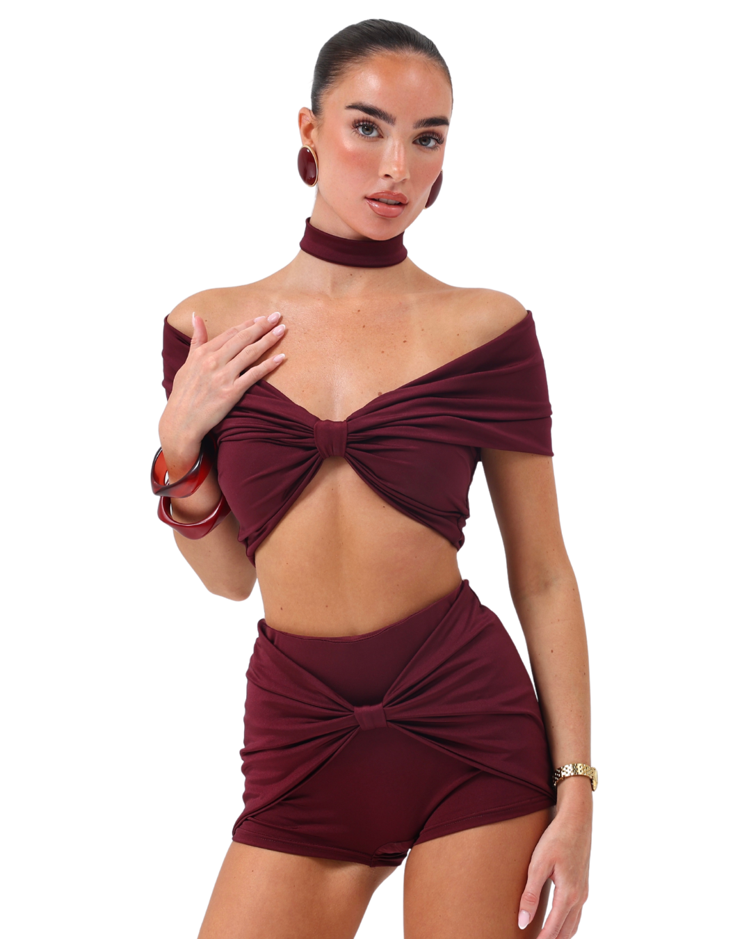 Neveah Bandeau & Choker Burgundy PRE ORDER