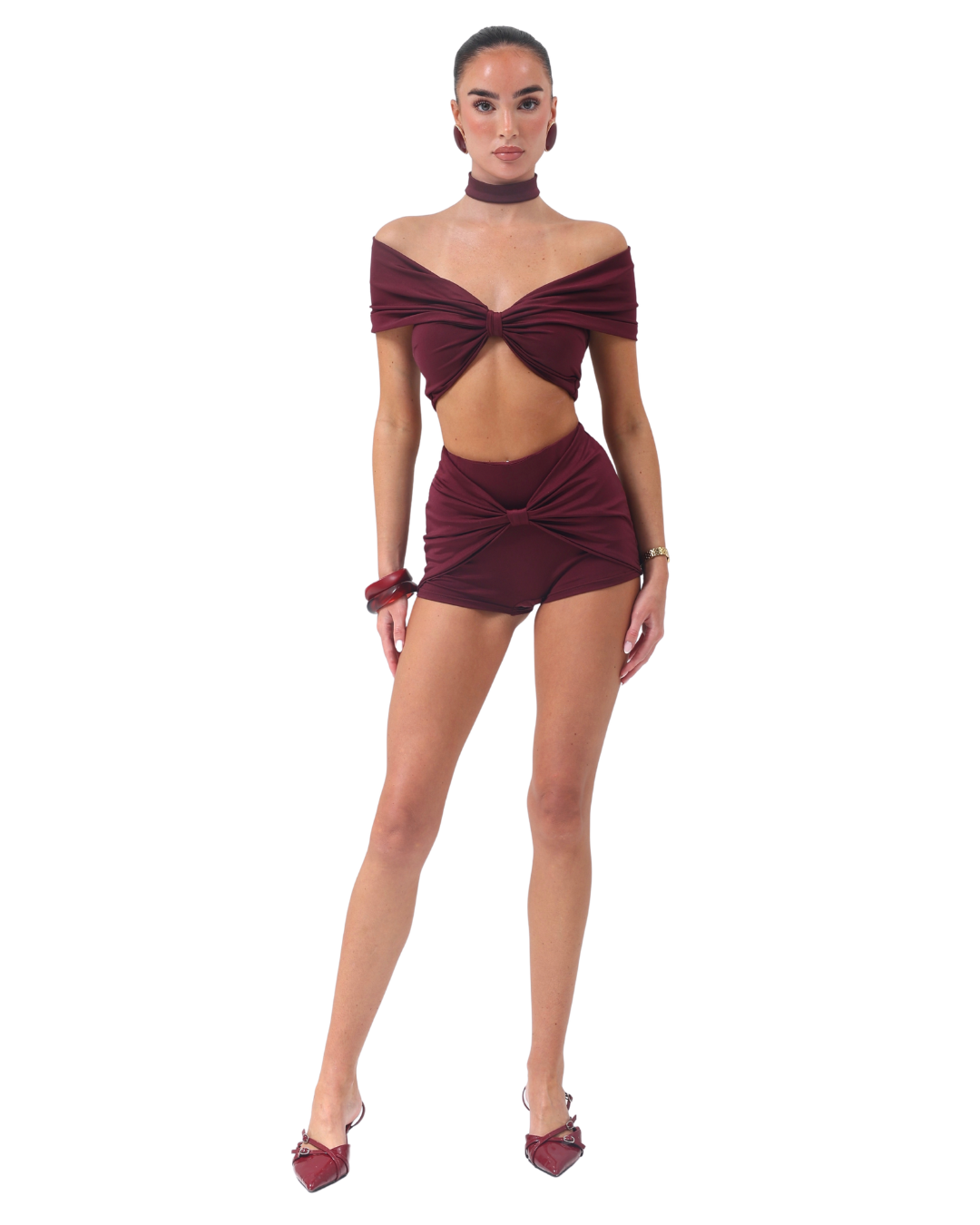 Neveah Bandeau & Choker Burgundy PRE ORDER